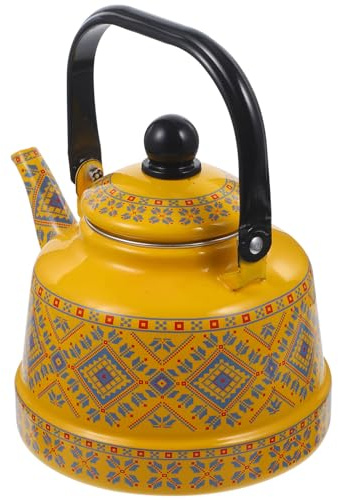 MAGICLULU Enamel Tea Kettle 2.5l Vintage Yellow Enamelware Teapot for Kitchen Use Practical Stovetop Water Kettle Suitable for Home, Hotel, and Camping
