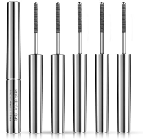 Iron Eye Mascara, Iron Eye Schwarz Mascara mit Metallbürste, Ironeye Mascaras, 3D Curling Wimperntusche, Borstenlose Metallwimpernbürste, Natürlich Wasserdicht Schwarz (5PC)