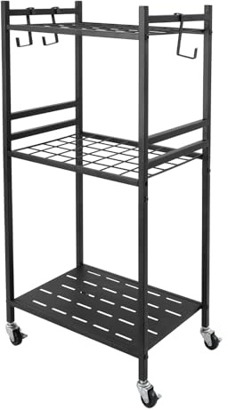 Rogowsen Gartengeräte-Aufbewahrungsregal, Mobiler Gartengeräte-Ständer, 43 x 30 x 79,5 cm Großes Aufbewahrungsmöbel mit Rollen, Geeignet Garagen, Gärten, Schuppen und Hinterhöfe