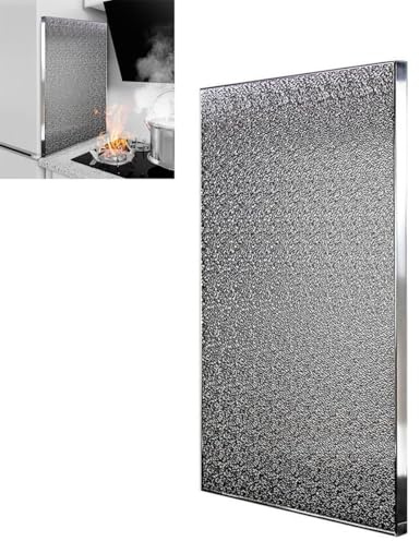 Heat Shield Board for Kitchen, Gas Stove Splatter Screen, Aluminum Heat Insulation, Oil Guard Protector(Adhesive Type,40x60cm)