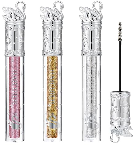 3 Farben Glitzer-Mascara Set, Schimmernde Wimperntusche Für Augen, Gold Silber Pink | Langanhaltende, Verwischfeste Glitzer Mascara Für Wimpern |Make-Up Für Party, Weihnachten & Festtags