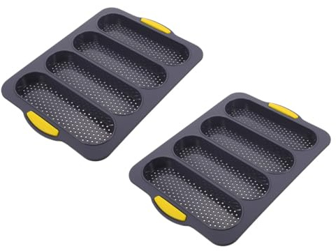 Toyvian Baguetteform 2 Stück aus Silikon mit Vier Schlitzen, Backfertig | Leicht zu Reinigen, Hitzebeständig, Wärmeleitung, Einfaches Lösen, für Brot und Brötchenformen