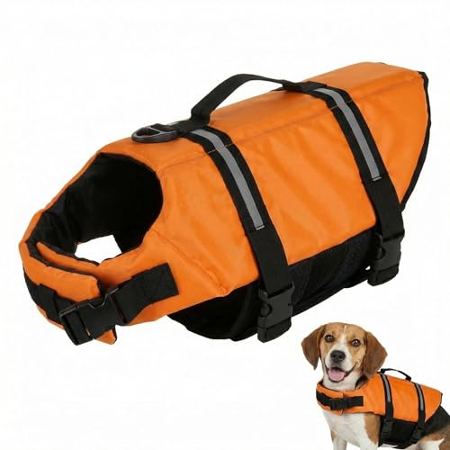 Dog Life Jacket, Dog Life Vest with Rescue Handle Dog Swimming Float Jacket