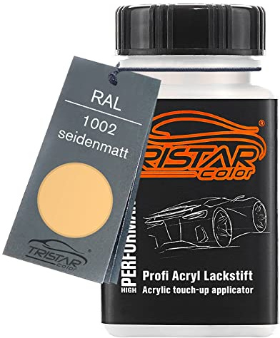 TRISTARcolor RAL 1002 Sandgelb seidenmatt Lackstift | Lackfläschchen mit Pinsel, 50 ml, schnelltrocknend