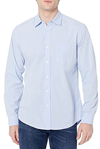 Amazon Essentials Hombre Camisa Informal de Popelina con Manga Larga y Corte Recto