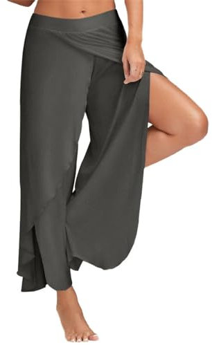 Yigoo Hosen Damen Sporthose Yogahosen Sport Pumphose Haremshose Leichte Sommerhose Marlene Hose Grau 4XL