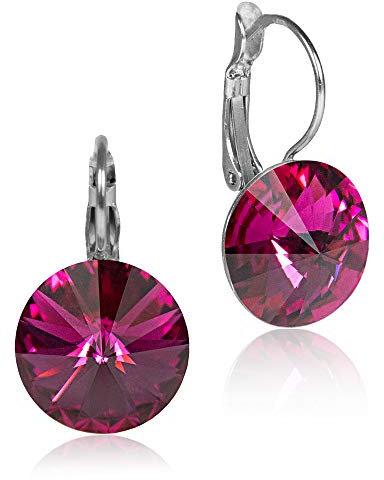 LUISIA® Ohrringe Rivoli mit Kristallen von Swarovski® - 14 mm Fuchsia/Pink