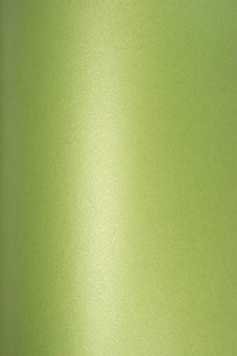 Netuno 10x Bastelpapier Perlmutt Grün DIN A4 21 x 29,7 cm 120g Cocktail Mojito Perlglanzpapier farbig glänzend Metallic-Papier mit Perlmutt-Effekt beidseitig bedruckbar für Einladungen Basteln Deko