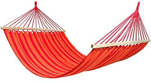 LINDER LEX Hängematte mit Holzrahmen 200 x 150 cm, Farbe:Rot/Orange