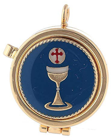 Versehpatene Kelch und Hostie blauen Emaillack 4cm