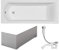 VBChome Badewanne 180x80 cm Acryl SET Schürze Siphon Wanne Rechteck Weiß Design Modern Ablaufgarnitur in Chrom