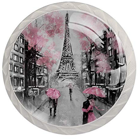 EZIOLY Lot de 4 boutons ronds pour armoire de cuisine avec peinture à l'huile