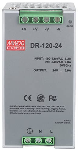 100~240V 24V 5A 35mm Fuente de alimentación de conmutación de Carril DIN Eficiente AC/DC Carril DIN Industrial Fuente de alimentación de 120W Modulación de Ancho de Pulso para Industrial
