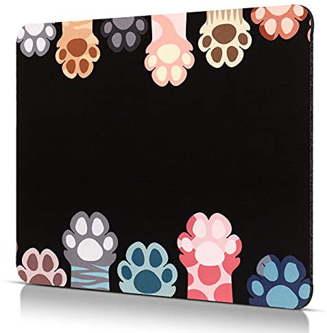 CHUQING Petit Tapis de Souris, antidérapant, avec Motif Pattes de Chat, Noir, 240 x 200 mm