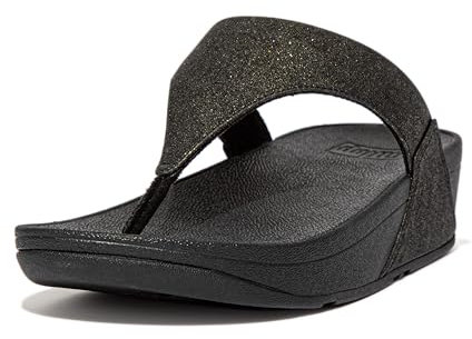 Fitflop Women's Lulu Shimmer Toe-Post Sandals, All Black, 5 UK