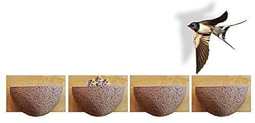 BigDean 4X Schwalbennistkasten Einzelnest offen Schwalbennest Rauchschwalbennest Nistkasten Nisthilfe Schwalben Holzbeton