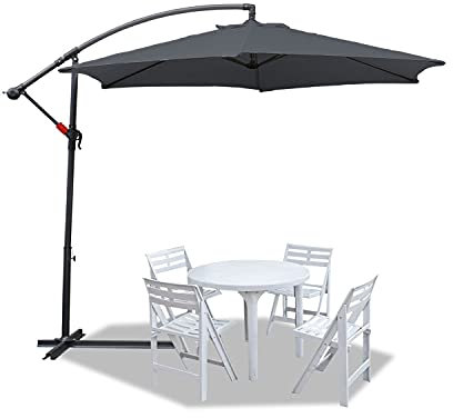 Einfeben Ampelschirm 350 cm, Sonnenschirm mit Kurbelvorrichtung Höhenverstellbarer, UV-Schutz 40+, Sonnenschirm Ampelschirm, 8 Streben