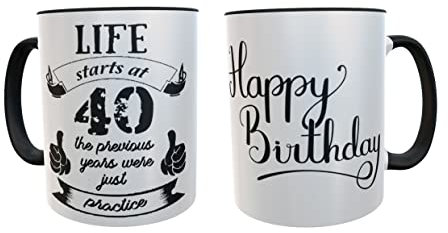 Taza de desayuno regalo original para 40 cumpleaños - regalos para hombres 40 años - regalos 40 cumpleaños mujer (Negro Inglés)