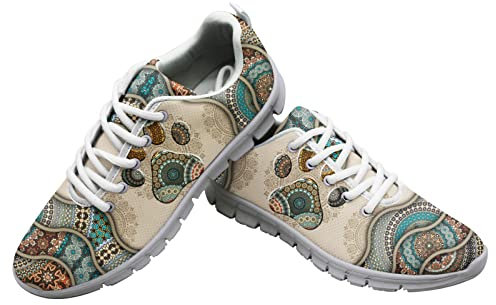 Dolyues Stammes Mandala Welpenpfote Drucken Sport Sportlich Gehen Joggen Schuhe Atmungsaktive Schnürschuhe Laufschuhe EU35