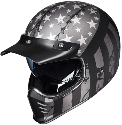 ILM Vintage Motorradhelm Männer Frauen Innenvisier Kompatibel für ATV Cruiser Scooter ECE22.06 Z502,Stern,S