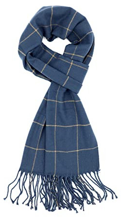 Achillea Weicher und warmer Winterschal, einfarbig, kariert, Kaschmir-Haptik, Unisex, Stahlblaues Gitter