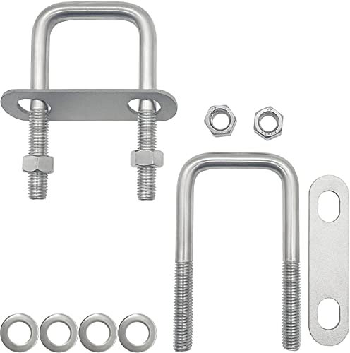 2Stück U-Schrauben Schellen Bügelschraube Quadratische U Bolzen 304 Edelstahl Vierkant-Bügel Achsplatte Ø11.75mm mit Muttern Rahmengurte Bügelbolzen für Reparatur,120x77mm