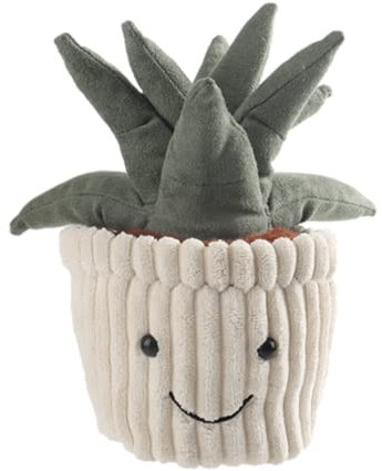 Apricot Lamb Soft Aloe Plant Plush Toy, Stuffed Green Pot, Kawaii Plushie for Kids, 9
