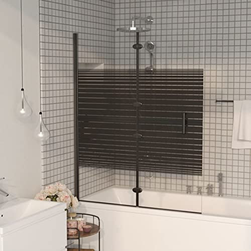 ANGYANG Faltbare Duschkabine ESG, Duschabtrennung, Schiebetür Dusche, Duschwanddichtung, Duschkabinen Ersatzteile, Dusche Eckeinstieg, 100x140 cm Schwarz