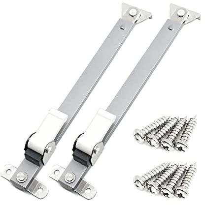 I-EASYDWW Window Hinges, Casement Window Stays, Casement Window Stopper, Casement Window Brace, Casement Window Lock, Windproof Support, Sprayed Silver Style, Flat Fixed Base, 03 Model, 1 Pair