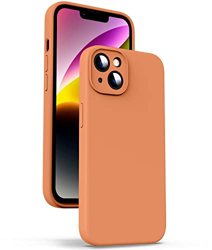Supdeal Liquid Silicone Case for iPhone 14, [Camera Protection] [Anti Fingerprint] [Wireless Charging] 4 Layer Phone Case Protective Cover, Built-in Microfiber Case Cover, 6.1, Orange