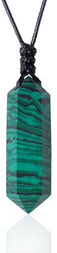 RJINGSHI Bullet Necklace for Women Malachite Crystal Necklace Handmade Woven Healing Crystal Men and Women Necklace Gift