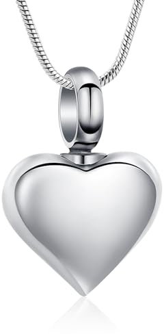 VCCWYQK Mini-Herz-Urnen-Halskette für Asche, Edelstahl, Andenken, Schmuck für Damen und Herren (Silber)