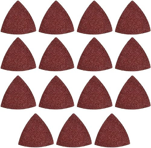 TA-VIGOR 15Pcs 40 Grit Detail Sander Sandpaper Triangular Sanding Hook and Loop Abrasive Paper Multi Tool Sanding Pad for Wood Furniture