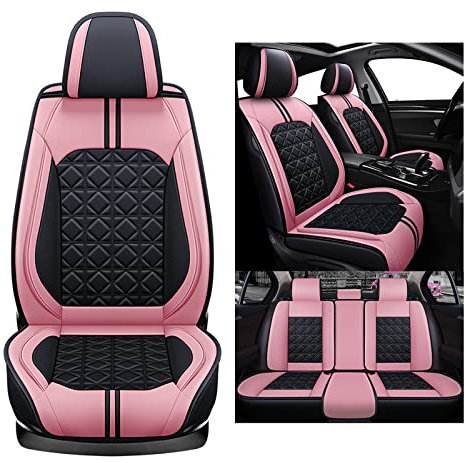 nenyan Autositzbezüge Komplett Set Universal in Premium Design | Schonbezüge für die Vordersitze & Rückbank | Auto Sitzbezüge Airbag Geeignet | Wasserdicht Sitzbezug - Rosa Standard
