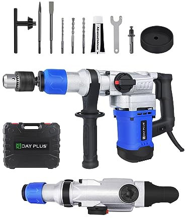 Multifunktionaler Schlagbohrmaschine/Bohrhammer Geeignet für Hämmer, Bohrer und Meißel (1080 Watt, 3 Modi, 800 U/min Geschwindigkeit, 4500 U/min Schlagfrequenz, Inkl. 3 Bohrern und 2 Meißeln)