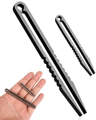 2 Stück tragbare Titanpinzetten, Reise-EDC-Pinzetten, Legierungspinzetten, Survival-Pick-Up-Pinzetten, EDC-Werkzeuge und Gadgets (Schwarz)