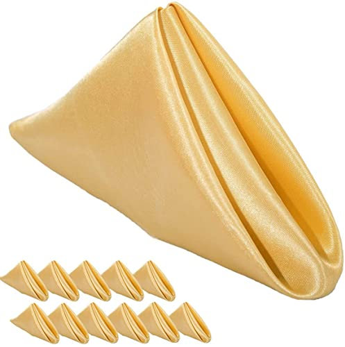 Wambere 12 Stück Stoffservietten Servietten Quadratisch,Wiederverwendbare Napkins Cloth,Waschbare Servietten Stoff,Tischdekoration für Indoor Outdoor Partys Hochzeit Geburtstag Familie,Gold,43x43cm