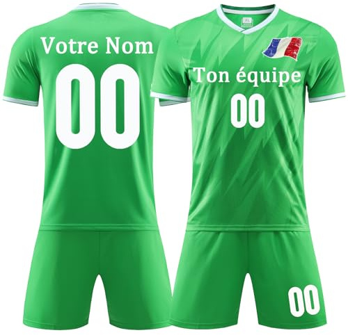 Maillot Football Personnalisé Maillot de Foot Enfant Homme Ensemble T-Shirt + Shorts Foot Personnalisé
