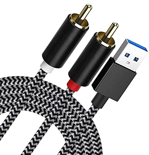 NCGGY Cavo USB a RCA, 1 m USB 2.0 maschio a 2 maschio RCA audio Aux cavo per PC, adattatore stereo Y splitter jack compatibile con laptop USB A, Windows, desktop e altri dispositivi