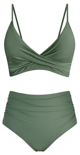 Amy Babe Women's High Waisted Bikini Sets Tummy Control Two Piece Swimsuit