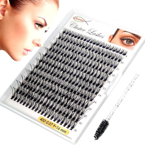 Faux Cils Naturel 240PCS 40D, Courbure D Kit Extension Cils, Légers Et Luxueux Faux Vison Faux Cil, Plateau Mixte 0.07 épaisseur Extension De Cils, Aspect Naturel, Facile à Utiliser, Noir (9-16mm)
