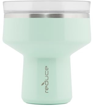 REDUCE 16 oz Saltini Tumbler, Vacuum Insulated Margarita Tumbler with 360 Degree Sip Lid, Keeps Drinks Cold for up to 10 hrs - Stainless Steel, Dishwasher Safe, BPA Free - Sea Glass