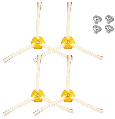 Pack de 4 Cepillos Laterales con 4 Tornillos para Roomba Series 500, 600, 700, Pack De 4 Cepillos De Recambio para Aspiradora Robot, Kit De Accesorios De Repuestos Compatibles con Roomba Series