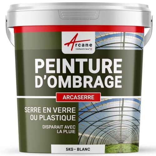 Peinture d'ombrage, serres, plastiques, vitrages, agricoles, ou, industriels : Arcaserre - 5 kg Blanc - ARCANE INDUSTRIES