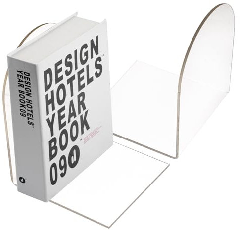 Buchstütze Acryl, 2er Pack, 80 x 70 x 130mm, Buchstützen Acryl, Transparent Bücherhalter für Bücher, Bücher Halterung Regal für Kinder,Schule,Bibliothek,Bookends für Magazine und DVDs Organzier