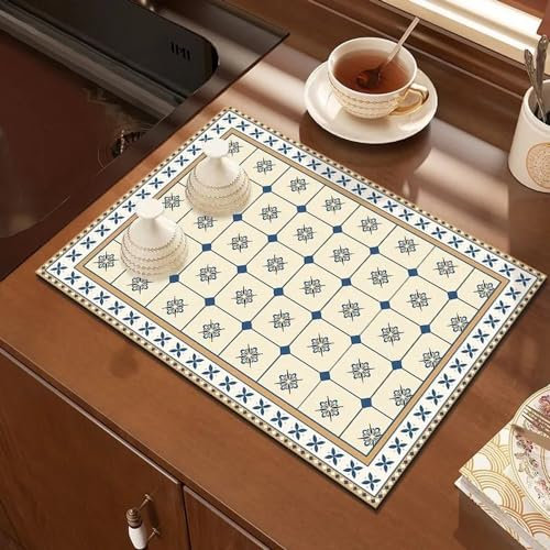 SLTAXAR Alfombrilla Escurreplatos 40x60cm, Alfombra Escurreplatos Absorbente, Alfombrilla para Cafetera, Alfombrilla de Secado de Platos, Estera Fregadero Secado Rápido para Cubiertos Máquina de Café