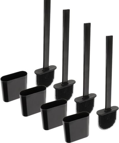 4er Set Klobürste Silikon schwarz Wandmontage Silikon Toilettenbürste WC Bürste Klobürstenhalter ohne Bohren WC Bürstengarnitur Toilettenbürste 4 Stück