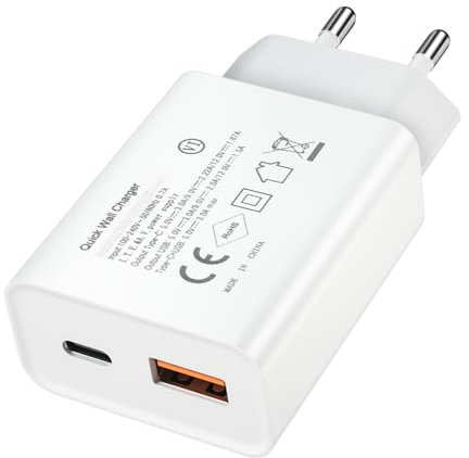 VoltWave 20W Compatible para iPhone Rápida Cargador USB C, para iPhone 15, 15Pro, 15ProMAX, 14, 14 Pro, 14Pro MAX, 13, 12, 11, SE, iPad, Galaxy, Pixel, Cargador USB C de 20W