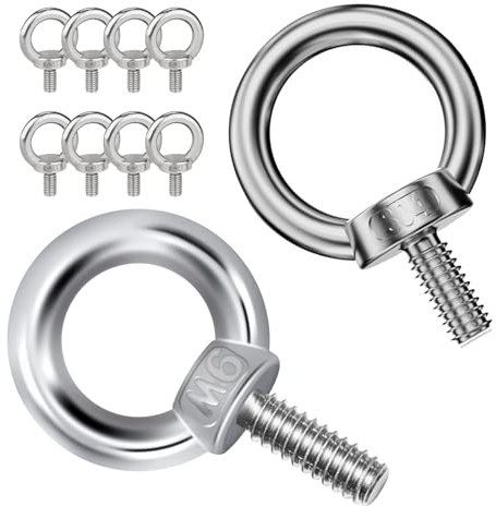 Anillos de Elevación, M6 Tornillos de Cáncamo 10 Piezas, 304 Perno de Ojo Rosca Macho de Acero Inoxidable, Cáncamo para Levantamiento de Vida y Varios Equipos de Elevación de Ingeniería