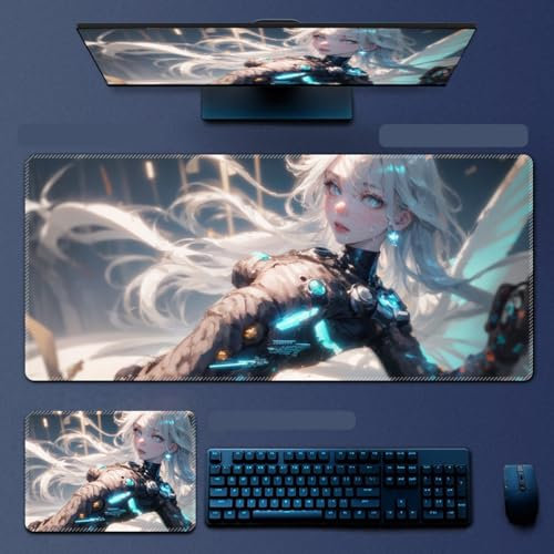 E-Sports Tapis de souris de jeu, grand tapis de souris avec base en caoutchouc antidérapant, tapis de bureau avec bords cousus (25)
